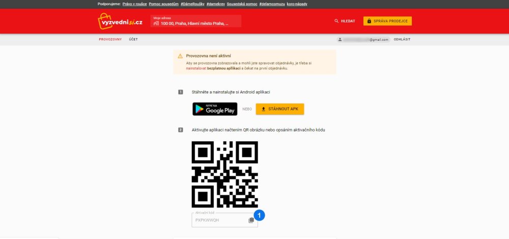 Aktivační kód - upozornění na neaktivitu