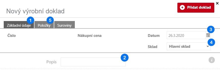 Tvorba výrobního dokladu – krok 2