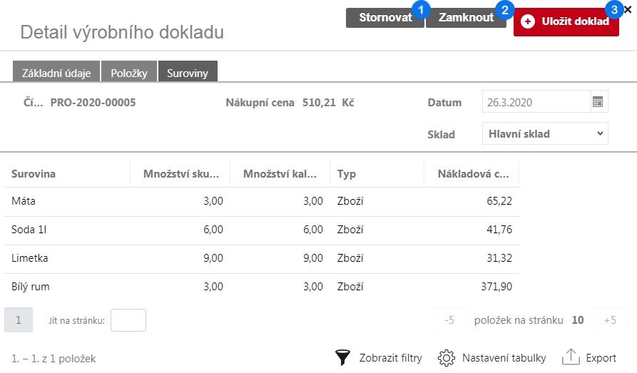 Tvorba výrobního dokladu – krok 7