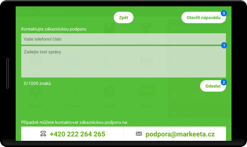 Kontaktování zákaznické podpory