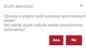 Zrušení autorizace platby - krok 2
