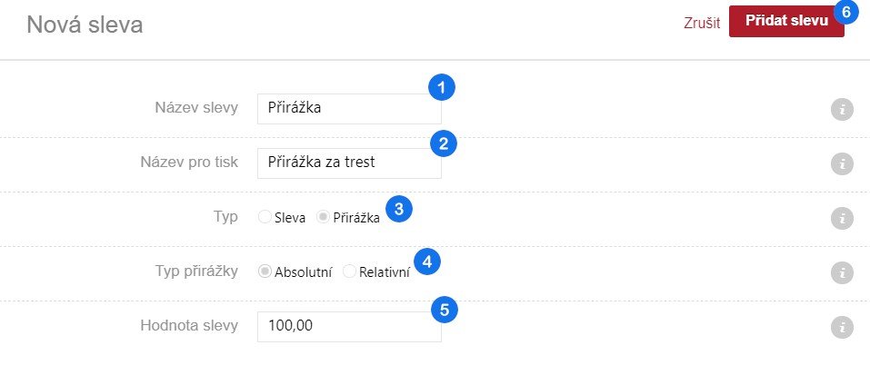 Nová sleva/přirážka