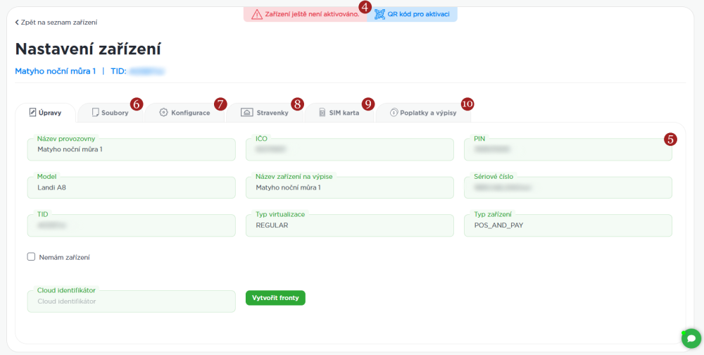 Nastavení zařízení