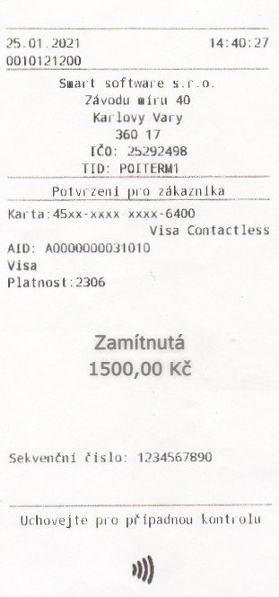 Zamítnutá platba Zamítnutá platba