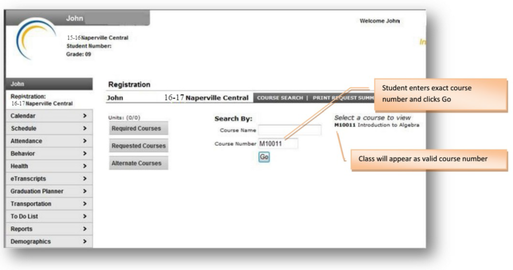 Infinite Campus Course Selection Instructions District 203 Program