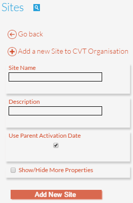 Add New Site Details Add New Site Details
