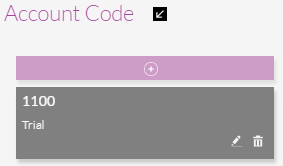 A Selected Account Code with Edit and Remove icons A Selected Account Code with Edit and Remove icons