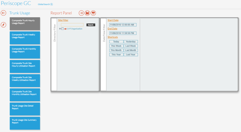 Composite Trunk Hourly Usage Report Panel Composite Trunk Hourly Usage Report Panel