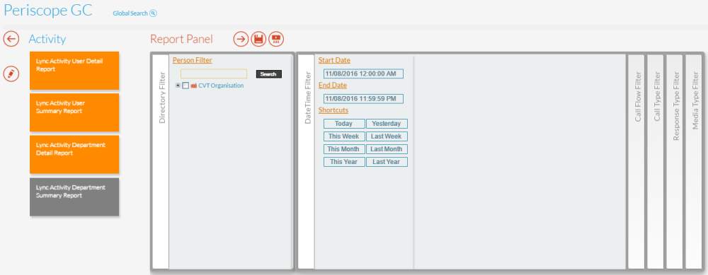 Lync Activity Department Summary Report Panel Lync Activity Department Summary Report Panel