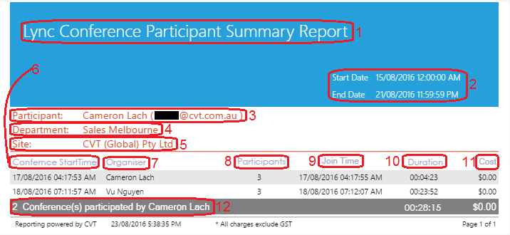 Lync Conference Participant Summary Report Lync Conference Participant Summary Report