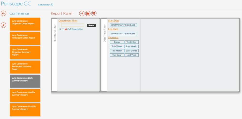 Lync Conference Daily Summary Report Panel Lync Conference Daily Summary Report Panel