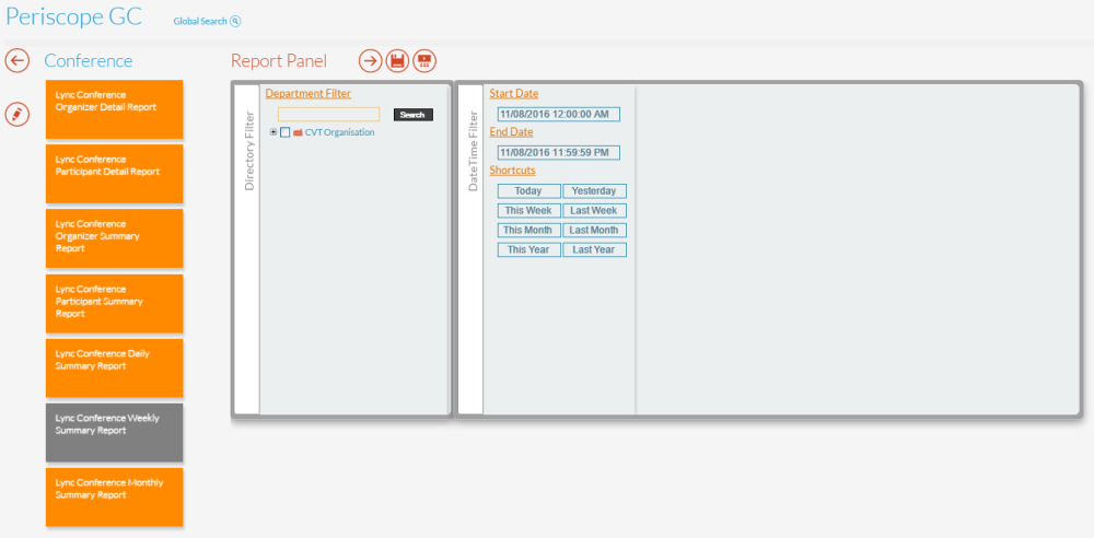 Lync Conference Weekly Summary Report Panel Lync Conference Weekly Summary Report Panel