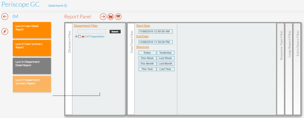 Lync IM Department Detail Report Panel Lync IM Department Detail Report Panel
