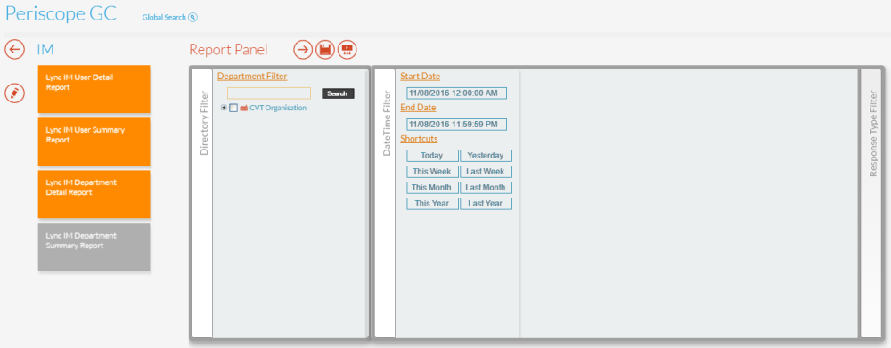 Lync IM Department Summary Report Panel Lync IM Department Summary Report Panel
