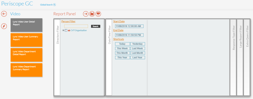 Lync Video User Detail Report Panel Lync Video User Detail Report Panel