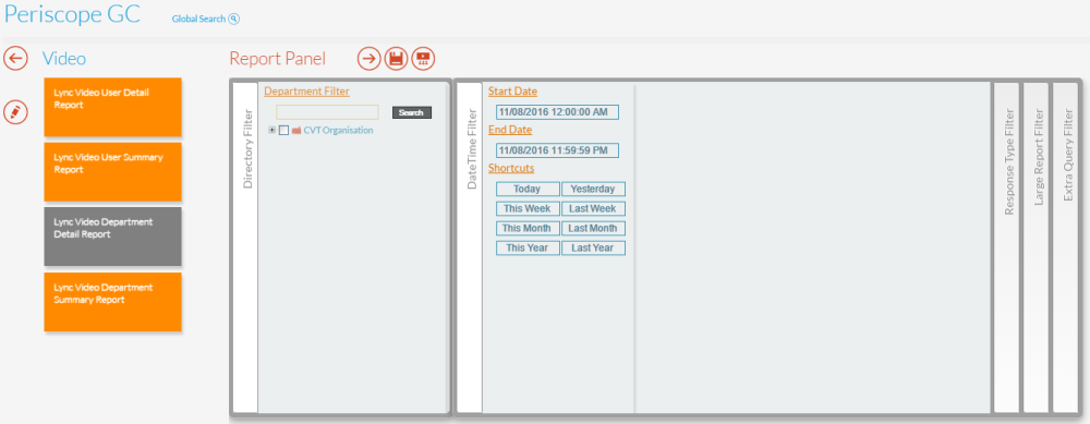 Lync Video Department Detail Report Panel Lync Video Department Detail Report Panel