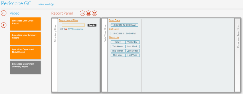 Lync Video Department Summary Report Panel Lync Video Department Summary Report Panel