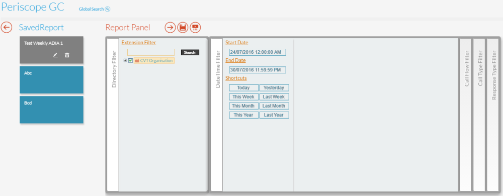 Saved Reports Page Saved Reports Page