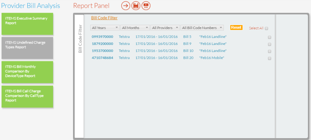 ITEMS Undefined Charge Types Report Panel ITEMS Undefined Charge Types Report Panel