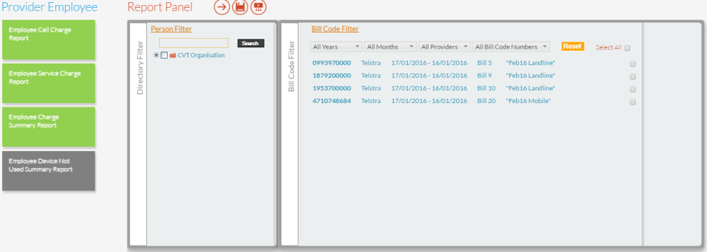 Employee Device Not Used Summary Report Panel Employee Device Not Used Summary Report Panel