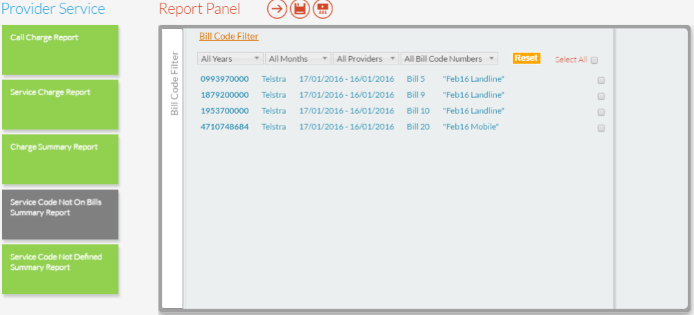 Service Code Not On Bills Summary Report Service Code Not On Bills Summary Report