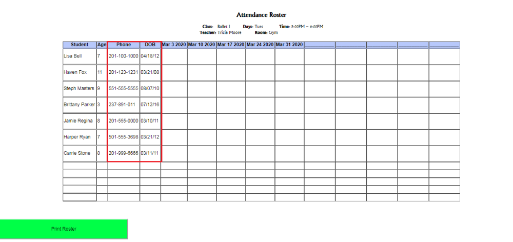 Class Manual Attendance Report - Compudance Online Helpdesk - 1