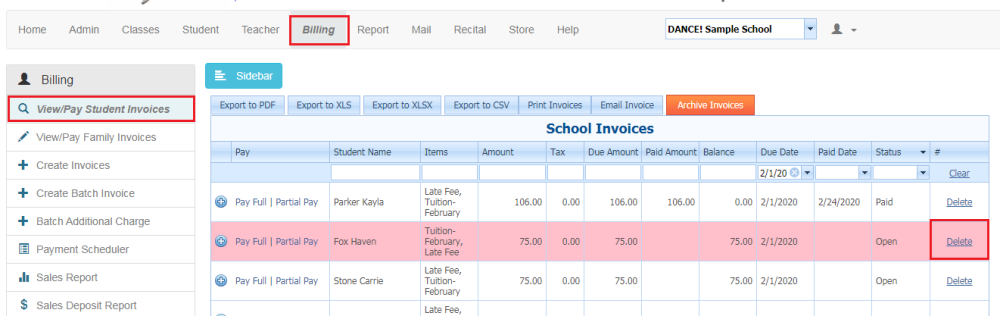 Delete Invoices - Compudance Online Helpdesk - 1