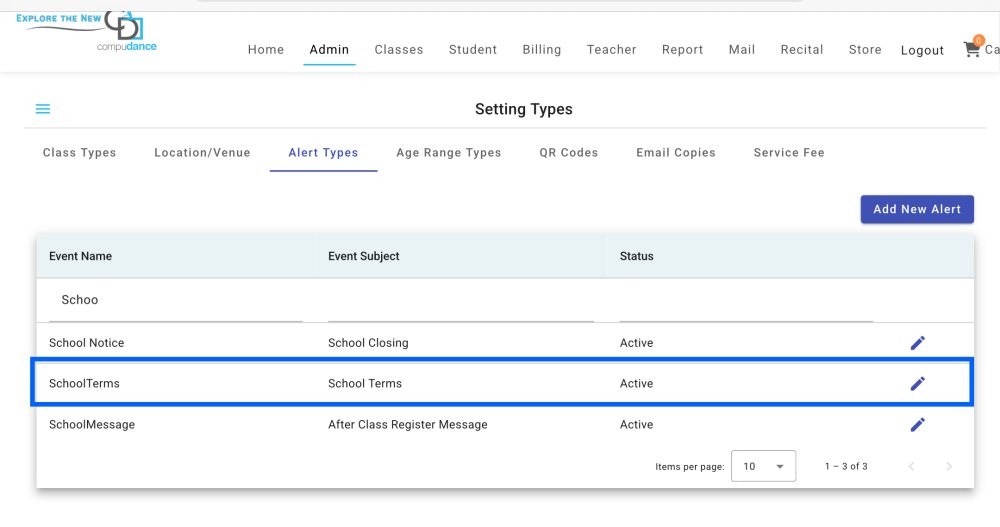 Online Registration/Parent Portal Alerts - Compudance Online Helpdesk - 1
