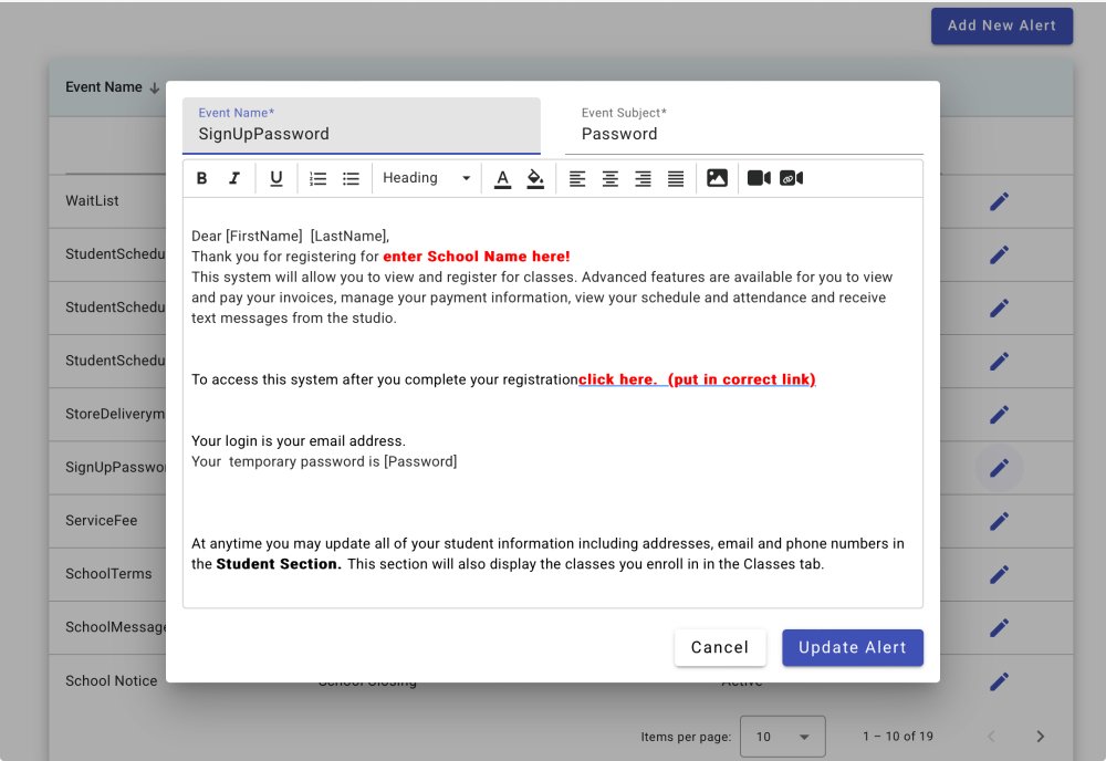Online Registration/Parent Portal Alerts - Compudance Online Helpdesk - 1