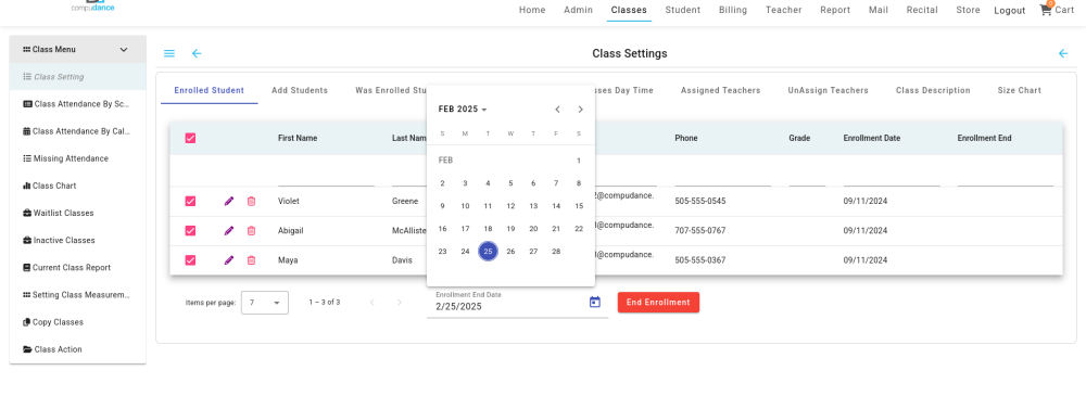 Remove a class - Compudance Online Helpdesk - 1