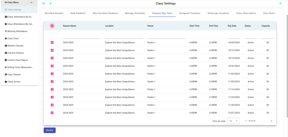 Remove a class - Compudance Online Helpdesk - 1