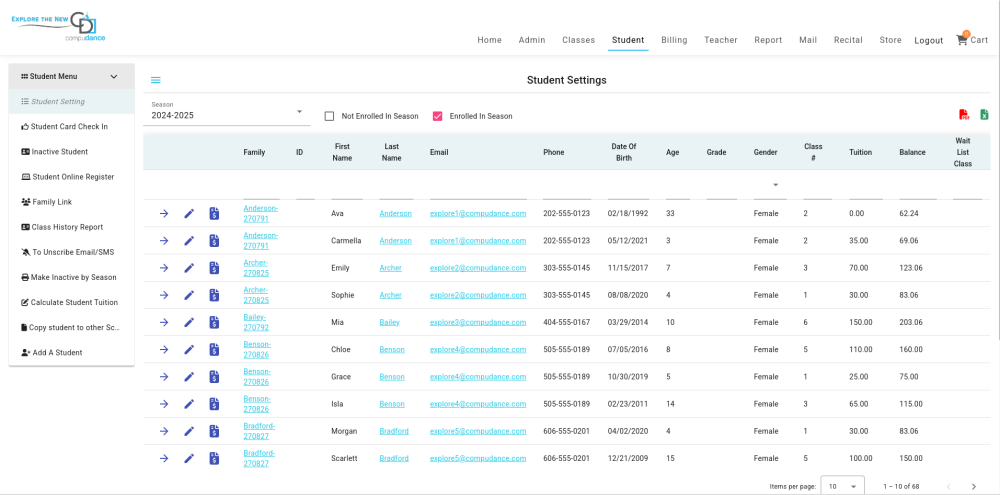 Manage Students - Compudance Online Helpdesk - 1