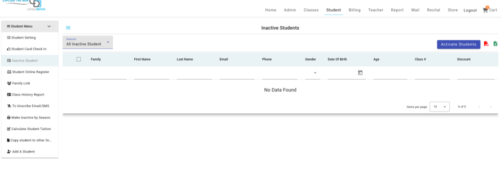 Make a Student Inactive/active - Compudance Online Helpdesk - 1