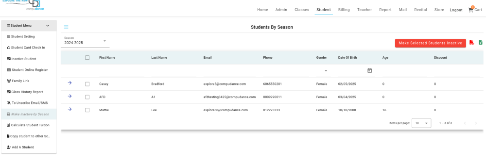 Make a Student Inactive/active - Compudance Online Helpdesk - 1