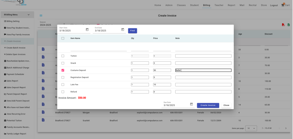Create Single Invoice - Compudance Online Helpdesk - 1