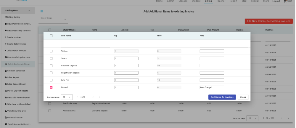 Late Fees/Other Add-on Charges - Compudance Online Helpdesk - 1