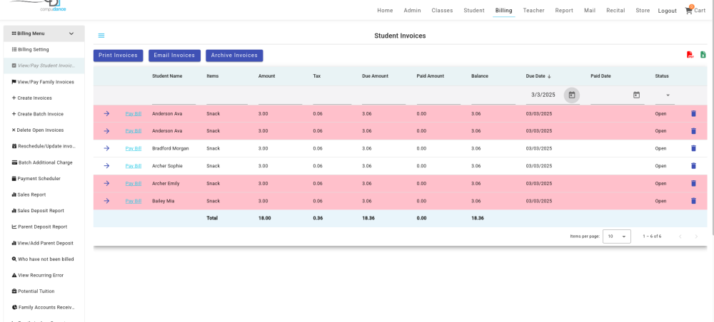 Print or Email Invoices - Compudance Online Helpdesk - 1