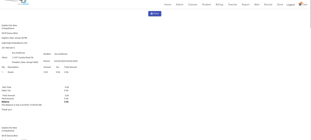 Print or Email Invoices - Compudance Online Helpdesk - 1