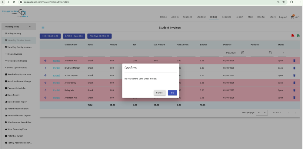 Print or Email Invoices - Compudance Online Helpdesk - 1