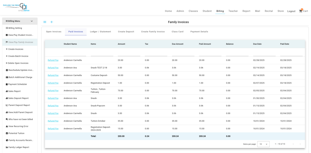 View & Pay Invoice by Family - Compudance Online Helpdesk - 1