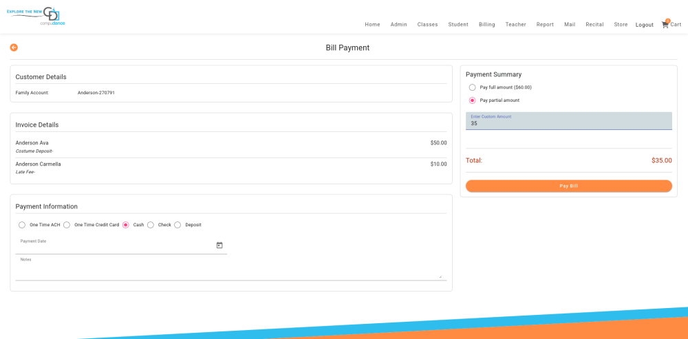 View & Pay Invoice by Family - Compudance Online Helpdesk - 1