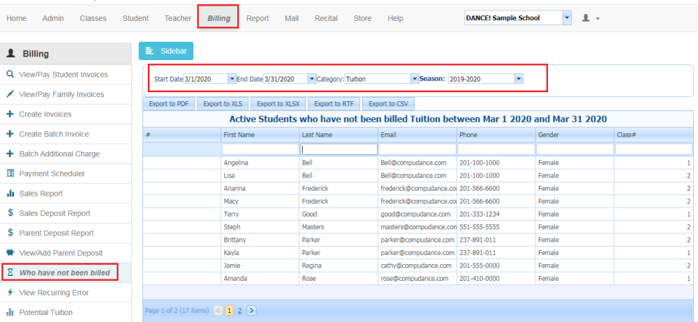 Who Has NOT been Billed Report - Compudance Online Helpdesk - 1