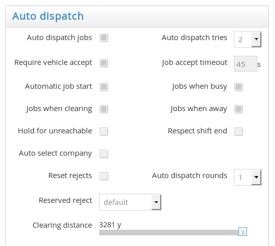 Auto Dispatch Settings