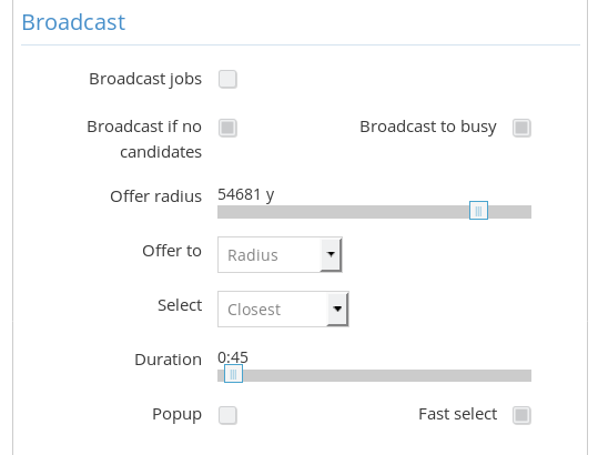 Broadcast options