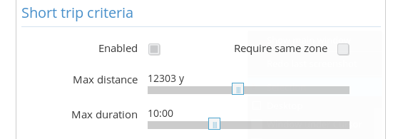 Short trip criteria options