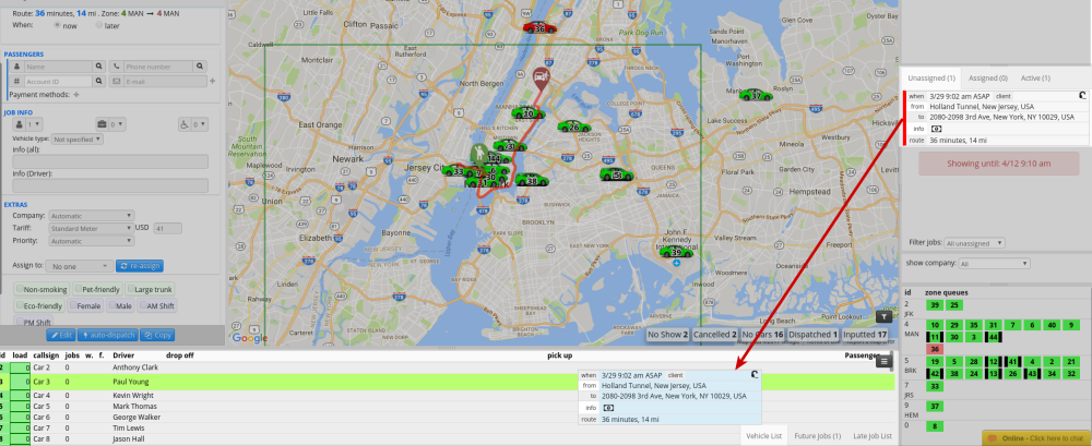Hard assign a job by dragging it into the vehicle