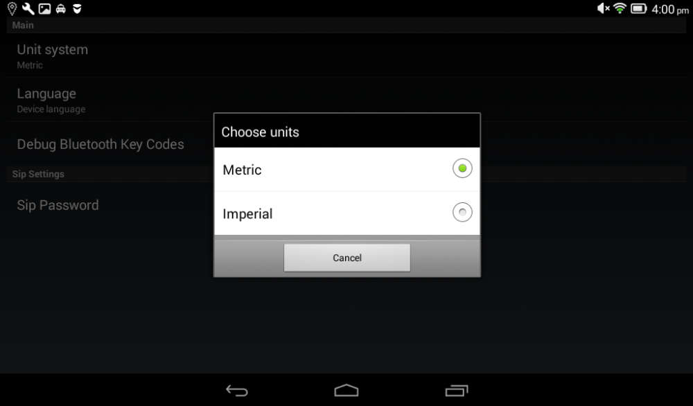 Choose between Metric and Imperial as the unit system in the app Choose between Metric and Imperial as the unit system in the app