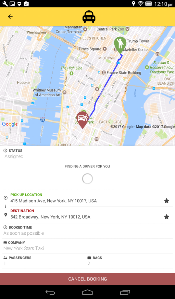 Booking a ride - Passenger App - 1