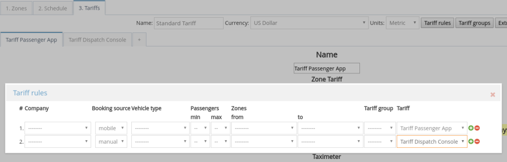 Tariff Rules Applied to Mobile and Manual bookings
