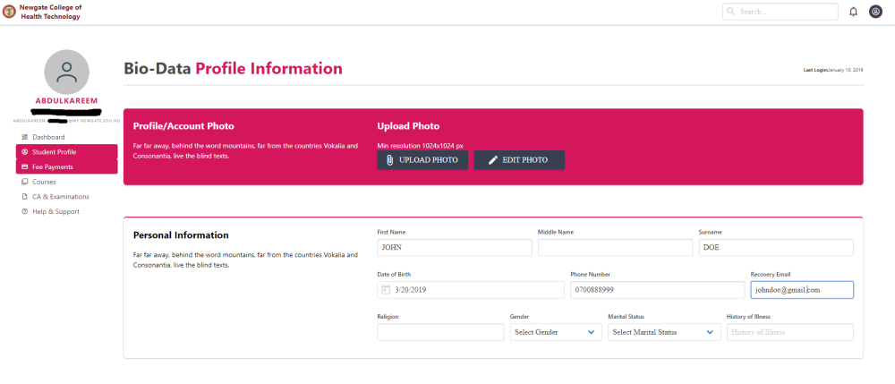 Student Biodata myNewgate Registration Guide 1 Student Biodata myNewgate Registration Guide 1